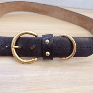 VINTAGE Ann Taylor Belt Womens Medium Brown Leather Retro Dark Genuine Handmade